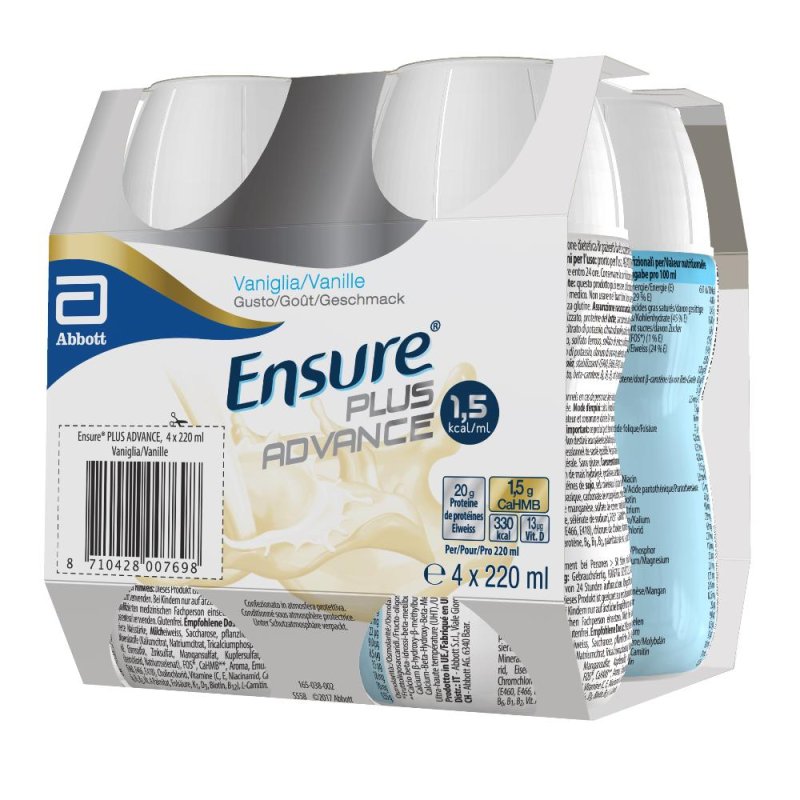 Ensure Plus Advance Formula Potenziata Vaniglia 4 Pezzi Da 220 ml Ensure Plus Advance Formula Potenziata Vaniglia 4 Pezzi Da 220 ml