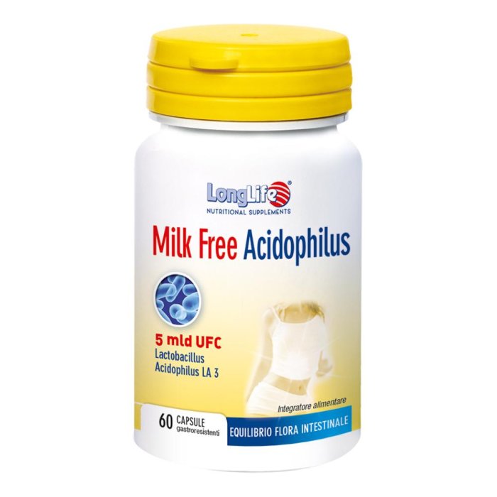 LongLife Acidophilus Milk Free &ndash; Probiotico Senza Latte e Lattosio 60 Capsule