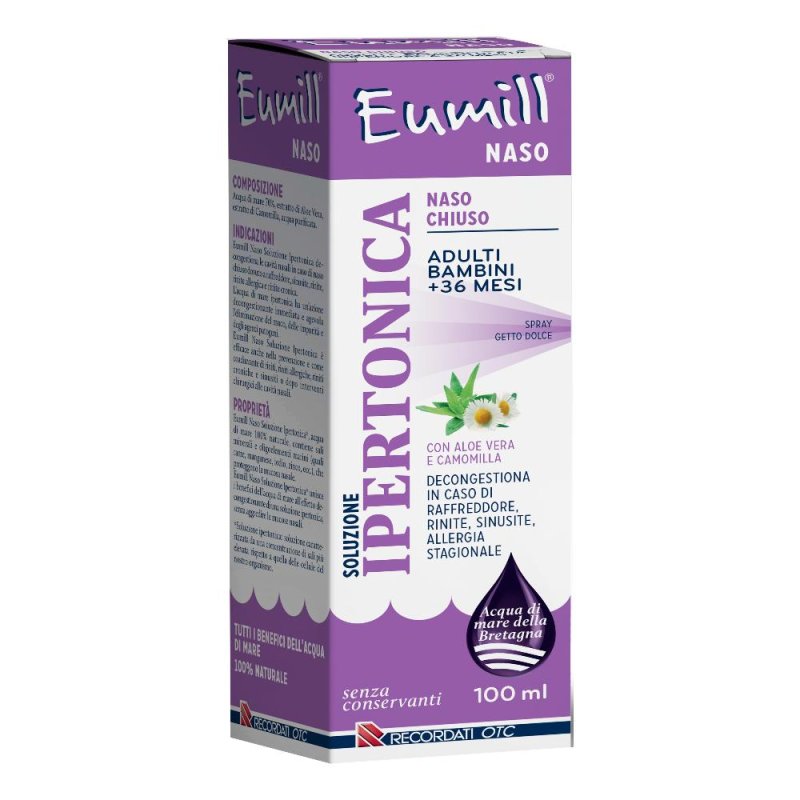 Recordati Salute e Benessere degli Occhi e del Naso Eumill Soluzione Ipertonica in Spray Nasale 100 ml Recordati Salute e Benessere degli Occhi e del Naso Eumill Soluzione Ipertonica in Spray Nasale 100 ml