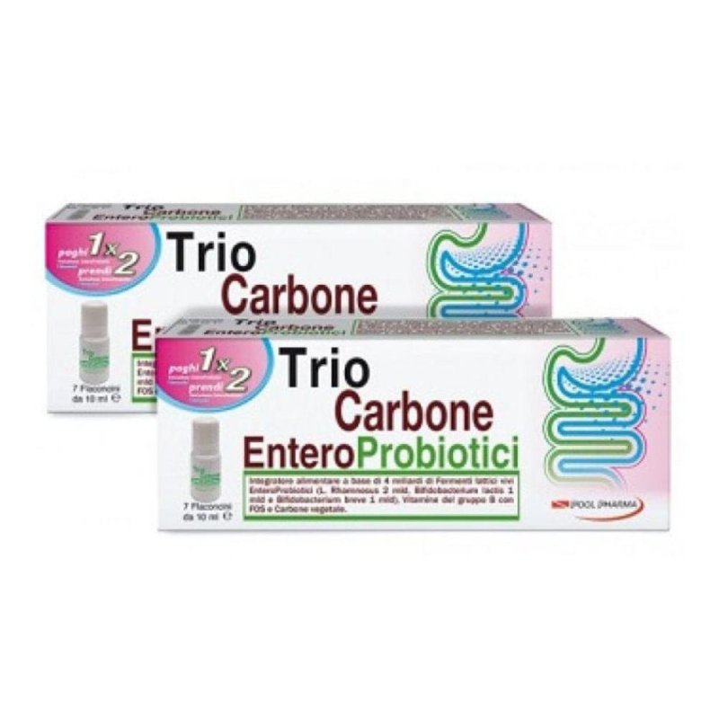 Trio Carbone EnteroProbiotici&nbsp;7 flaconcini per benessere intestinale e flora batterica - Pool Pharma Srl