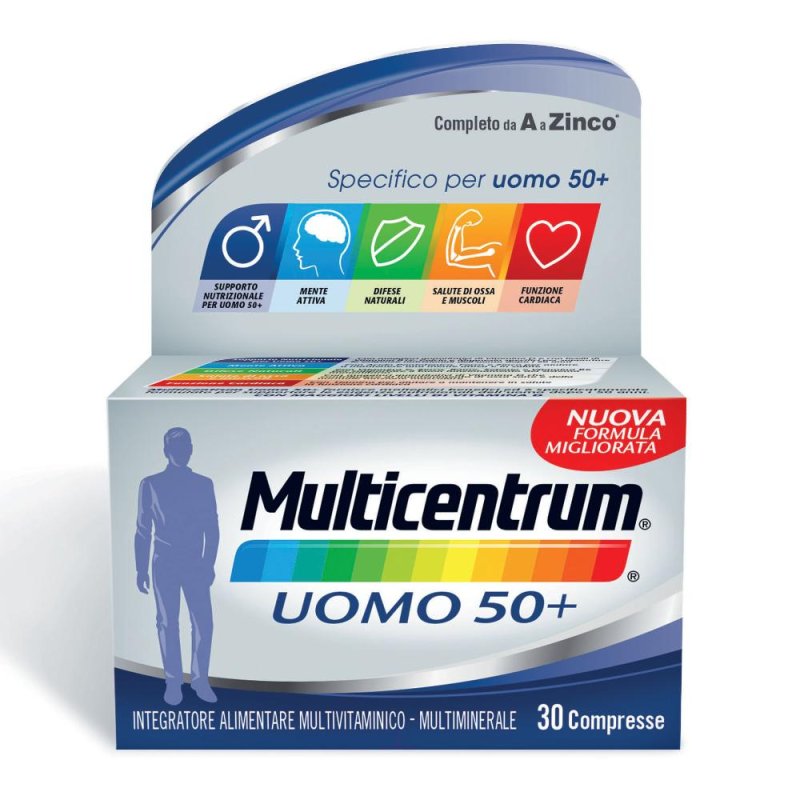 Multicentrum Uomo 50+ Integratore Alimentare 30 Compresse Multicentrum Uomo 50+ Integratore Alimentare 30 Compresse