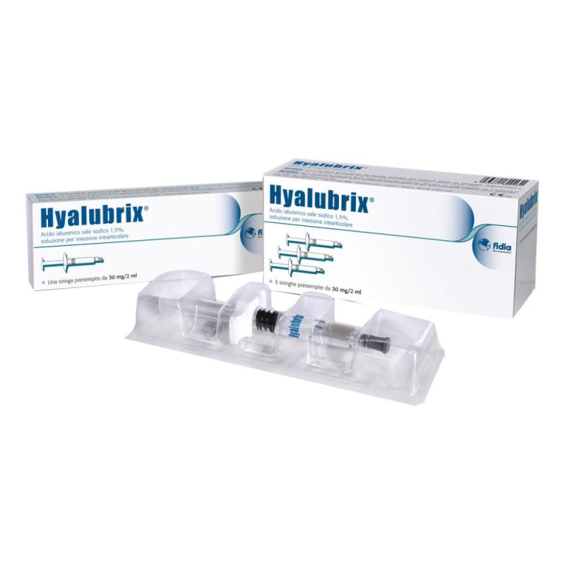 Siringa Intra-articolare Hyalubrix Acido Ialuronico 1,5% 30 Mg 2 Ml 3 Pezzi
