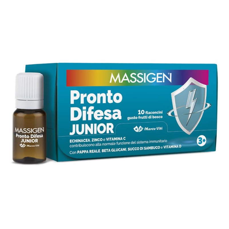 Massigen pronto difesa junior integratore per le difese immunitarie dei bambini 10 flaconcini da 10 ml Massigen pronto difesa junior integratore per le difese immunitarie dei bambini 10 flaconcini da 10 ml