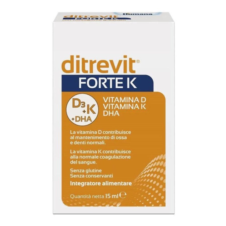 Ditrevit Forte K Humana Gocce Orali 15 ml Integratore Vitamina D e Vitamina K per Neonati e Bambini Ditrevit Forte K Humana Gocce Orali 15 ml Integratore Vitamina D e Vitamina K per Neonati e Bambini