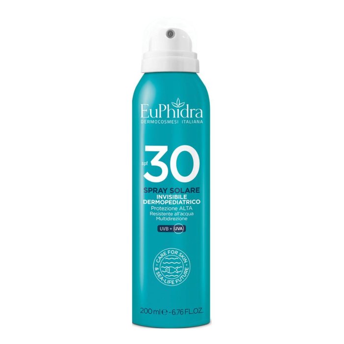Euphidra Ka Spray Solare Invisibile Effetto Crema Colorata per Corpo e Viso Protezione Alta 30 per Pelle Sensibile 200 Millilitri