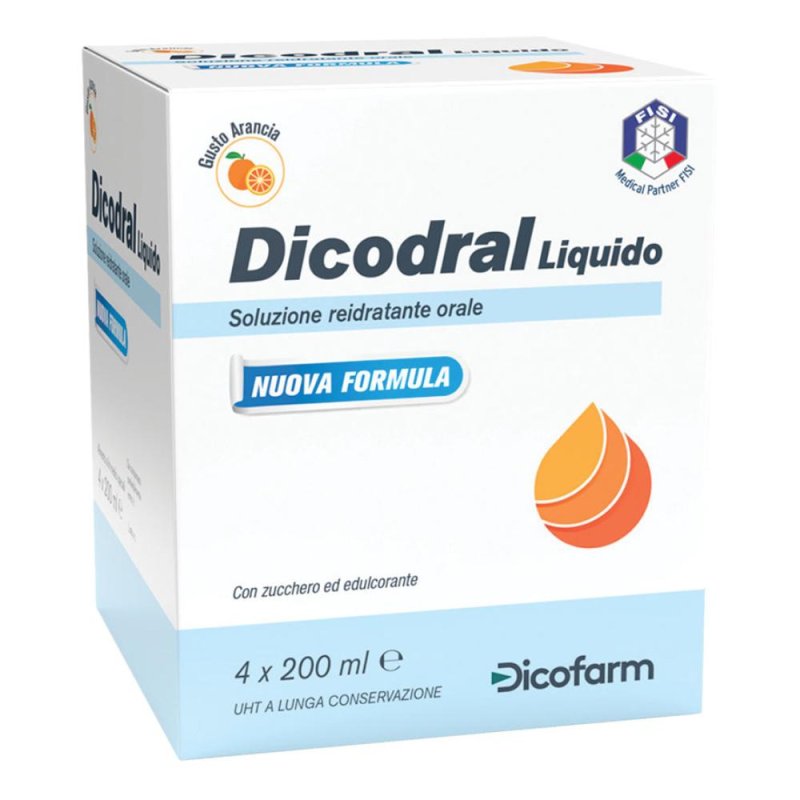 Dicofarm Dicodral Liquido Soluzione Reidratante Orale 4 X 200 Ml