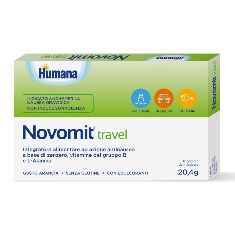 Humana Novomit Travel Antinausea Digestivo Gusto Arancia 12 Gomme Da Masticare Humana Novomit Travel Antinausea Digestivo Gusto Arancia 12 Gomme Da Masticare