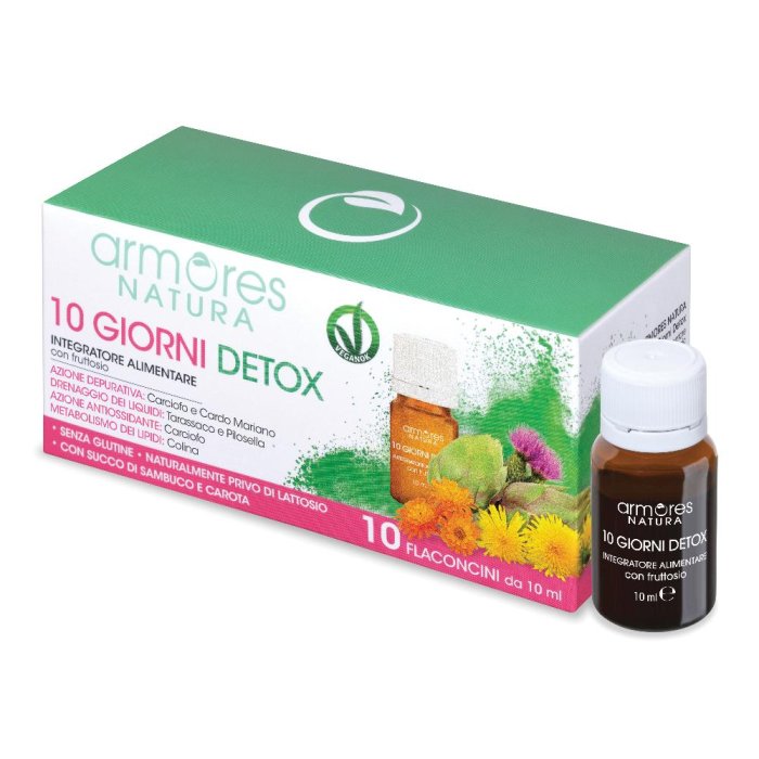 Armores Detox Integratore Depurativo 10 Giorni, Trattamento Drenante con Flaconcini da 10 Millilitri Armores Detox Integratore Depurativo 10 Giorni, Trattamento Drenante con Flaconcini da 10 Millilitri