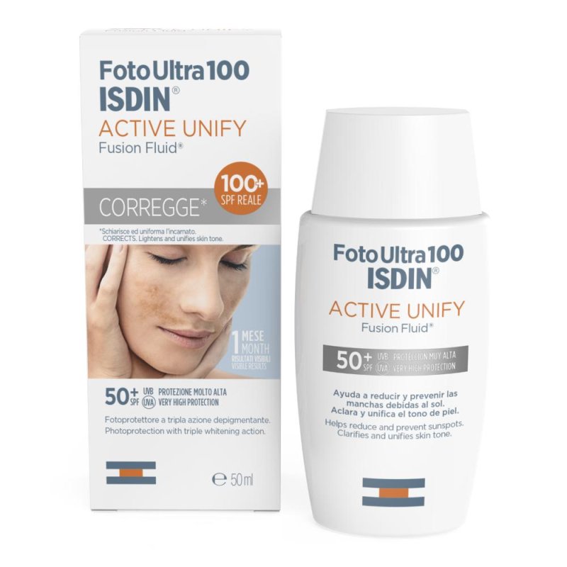 Foto Ultra 100 ISDIN Active Unify 51,5 g – Protezione solare e schiarente per l'incarnato 50 ml Foto Ultra 100 ISDIN Active Unify 51,5 g – Protezione solare e schiarente per l'incarnato 50 ml