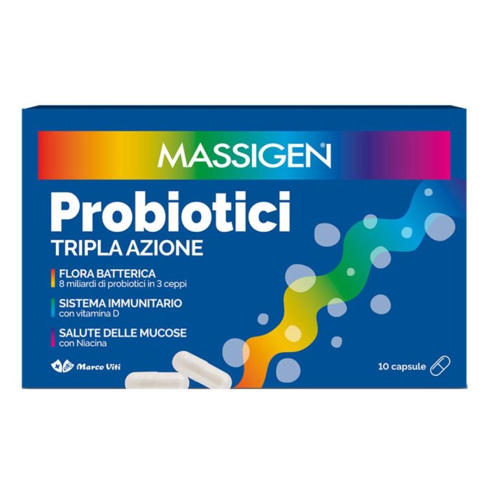 Massigen Probiotici Tripla Azione Marco Viti 10 Capsule Massigen Probiotici Tripla Azione Marco Viti 10 Capsule