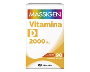 Massigen Vitamina D 2000 U.I. integratore per le ossa e il sistema immunitario 90 capsule softgel