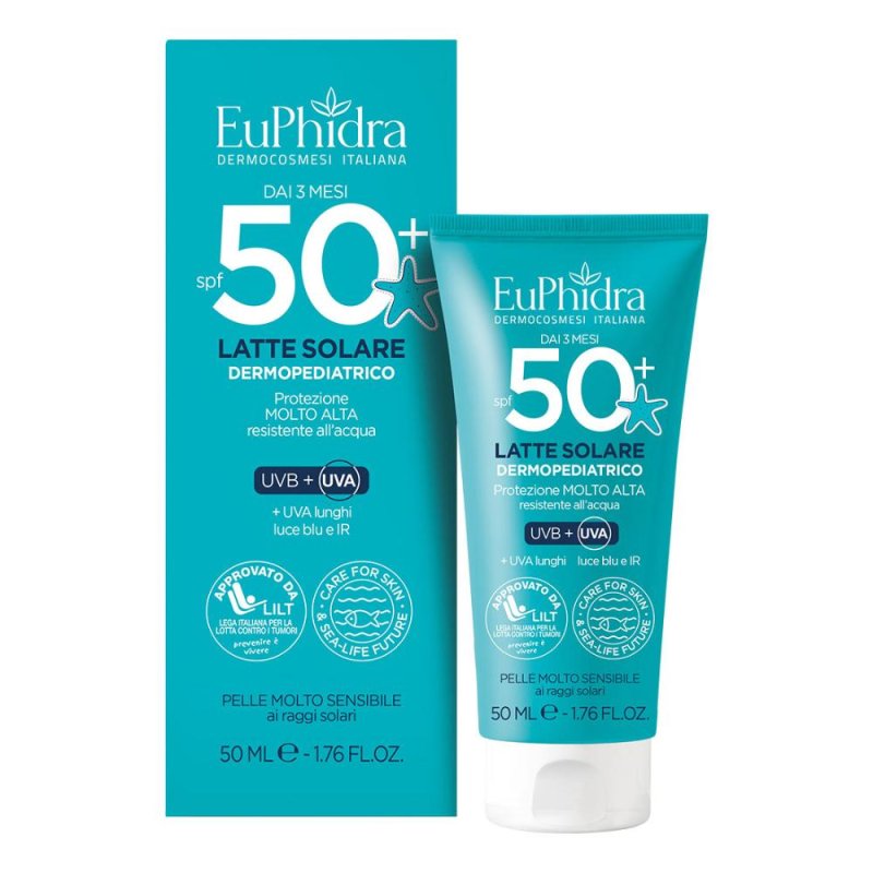 Euphidra KA Uvsys Dermoped 50 ml - latte solare dermopediatrico alta protezione SPF 50+ per bambini