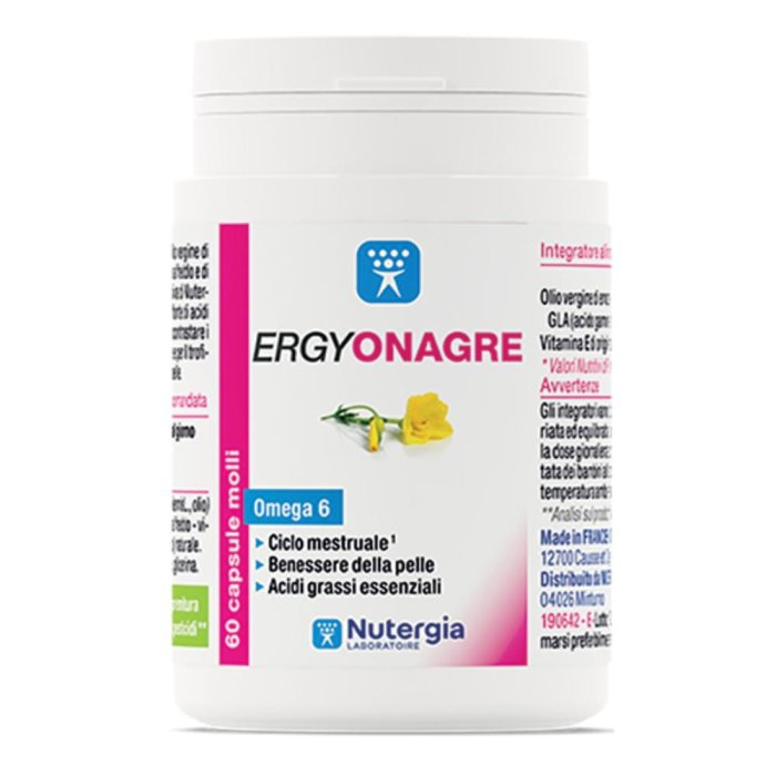 Ergy Onagre Integratore Alimentare 60 Capsule Olio di Enotera Omega 6 per Benessere Femminile Ergy Onagre Integratore Alimentare 60 Capsule Olio di Enotera Omega 6 per Benessere Femminile