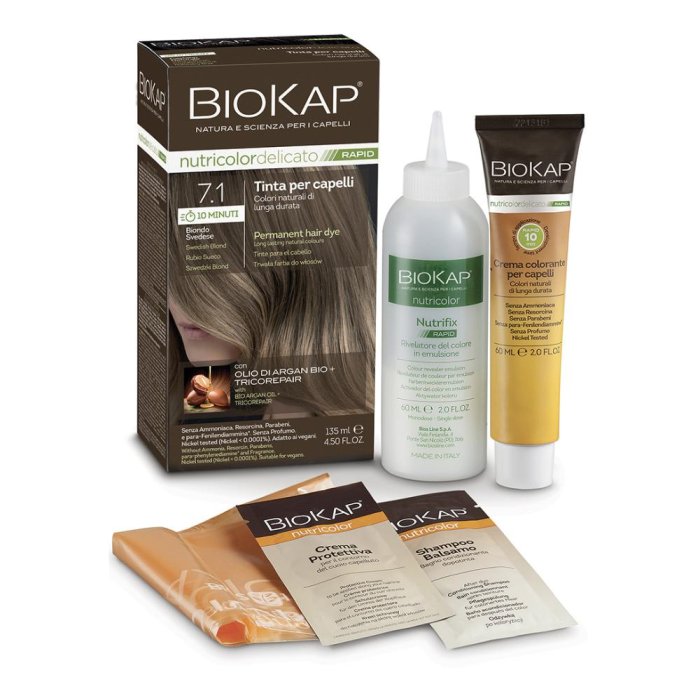 Biokap Nutricolor Delicato Rapid 7.1 Biondo Cenere – Tinta per Capelli Rapida e Delicata con Ingredienti Naturali Biokap Nutricolor Delicato Rapid 7.1 Biondo Cenere – Tinta per Capelli Rapida e Delicata con Ingredienti Naturali