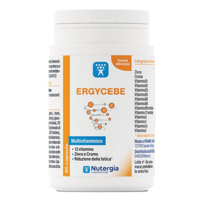 Ergycebe Integratore Multivitaminico Nutergia 90 Capsule 43 Grammi con Vitamine del Gruppo B, Vitamina C, Vitamina E e Selenio Ergycebe Integratore Multivitaminico Nutergia 90 Capsule 43 Grammi con Vitamine del Gruppo B, Vitamina C, Vitamina E e Selenio