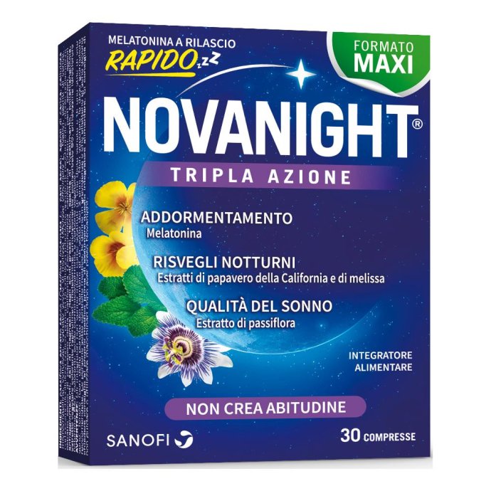 Novanight Tripla Azione Integratore 30 Compresse Novanight Tripla Azione Integratore 30 Compresse