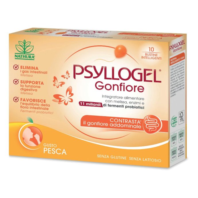 Psyllogel gonfiore pesca 10 bustine Psyllogel gonfiore pesca 10 bustine