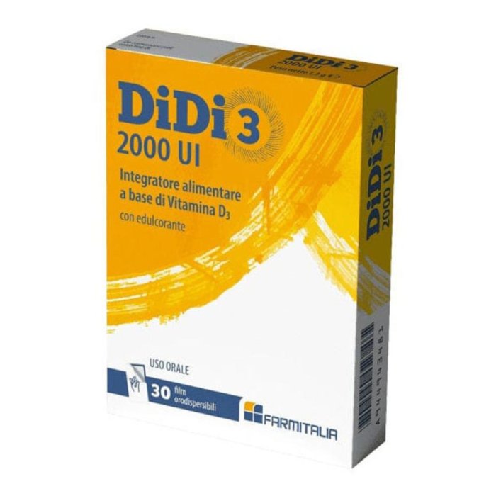 Didi3 2000 30 film orodispersibili 40,5 g vitamina D3 per muscoli e sistema immunitario Didi3 2000 30 film orodispersibili 40,5 g vitamina D3 per muscoli e sistema immunitario