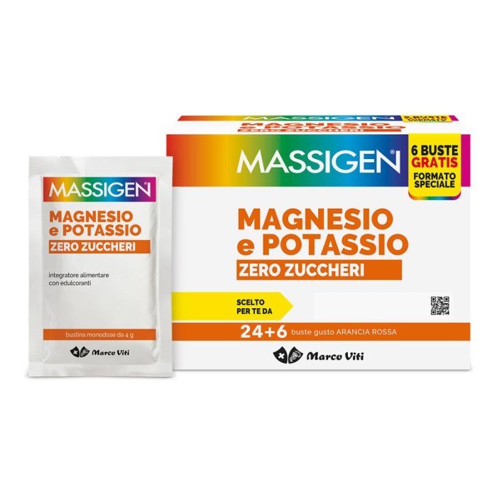 Massigen Magnesio e Potassio Zero Zuccheri Integratore 24+6 bustine - Marco Viti Farmaceutici Massigen Magnesio e Potassio Zero Zuccheri Integratore 24+6 bustine - Marco Viti Farmaceutici
