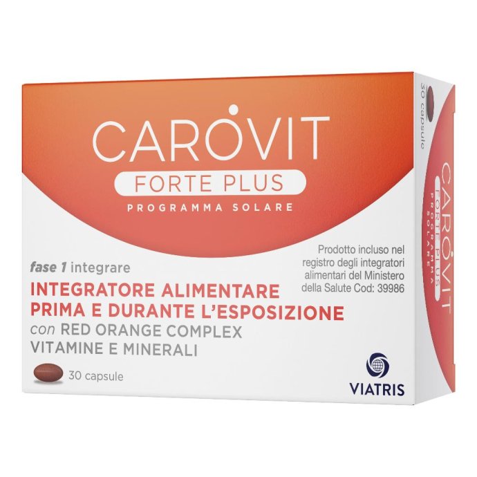 Carovit Forte Plus Programma Solare Integratore Pre-Durante l'Esposizione Solare 30 compresse