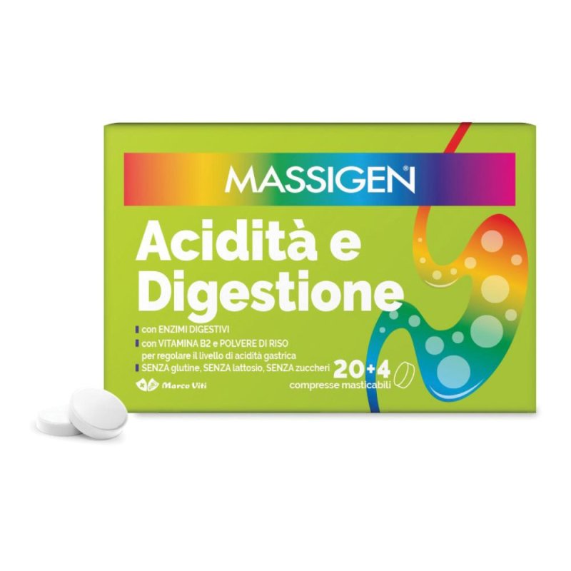 Massigen Acidità e Digestione 24 compresse masticabili Massigen Acidità e Digestione 24 compresse masticabili