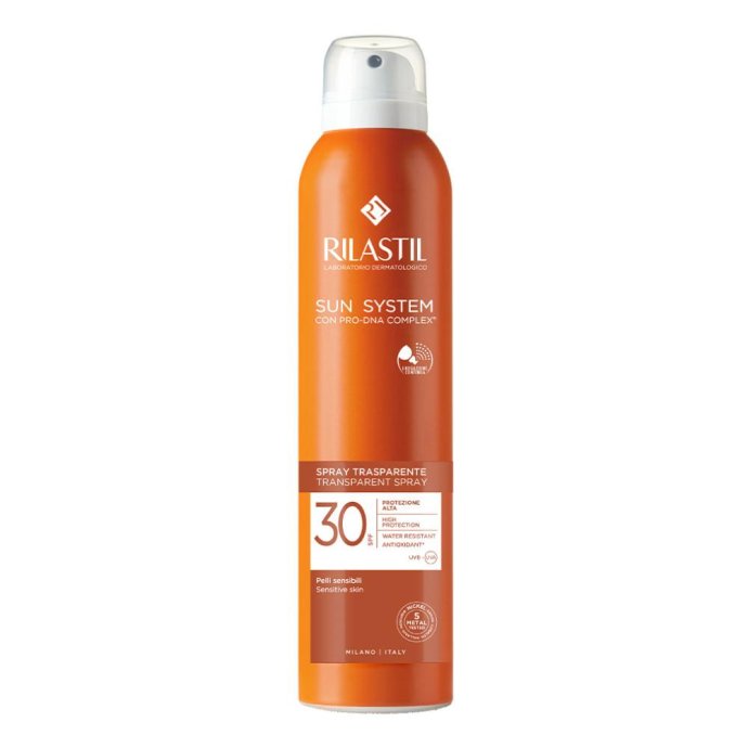 Rilastil Sun System Spray Trasparente SPF 30 Corpo 200ml: protezione solare Rilastil Sun System Spray Trasparente SPF 30 Corpo 200ml: protezione solare