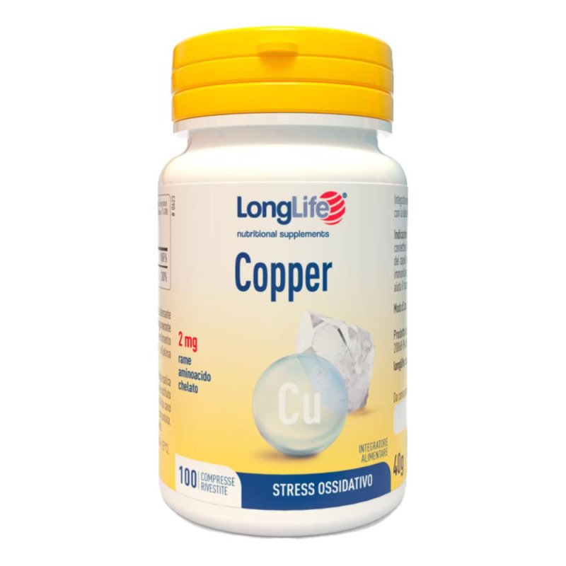 LongLife Copper Rame 2 Milligrammi 100 Compresse Integratore Alimentare di Rame per Sistema Immunitario e Supporto Antiossidante LongLife Copper Rame 2 Milligrammi 100 Compresse Integratore Alimentare di Rame per Sistema Immunitario e Supporto Antiossidante