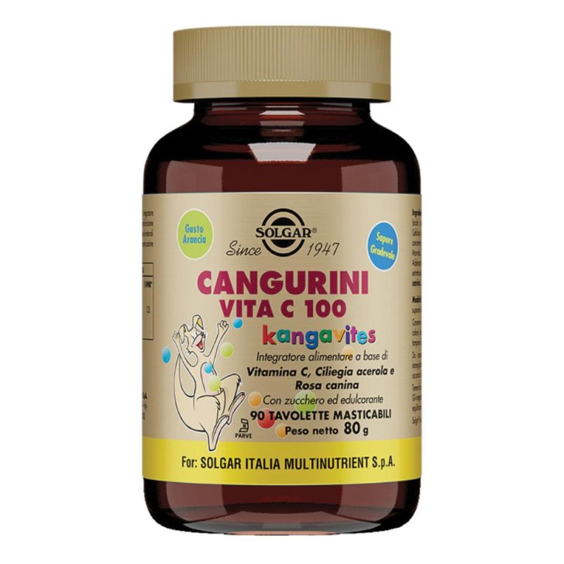 Cangurini Vita C 100 Solgar 90 Tavolette Masticabili