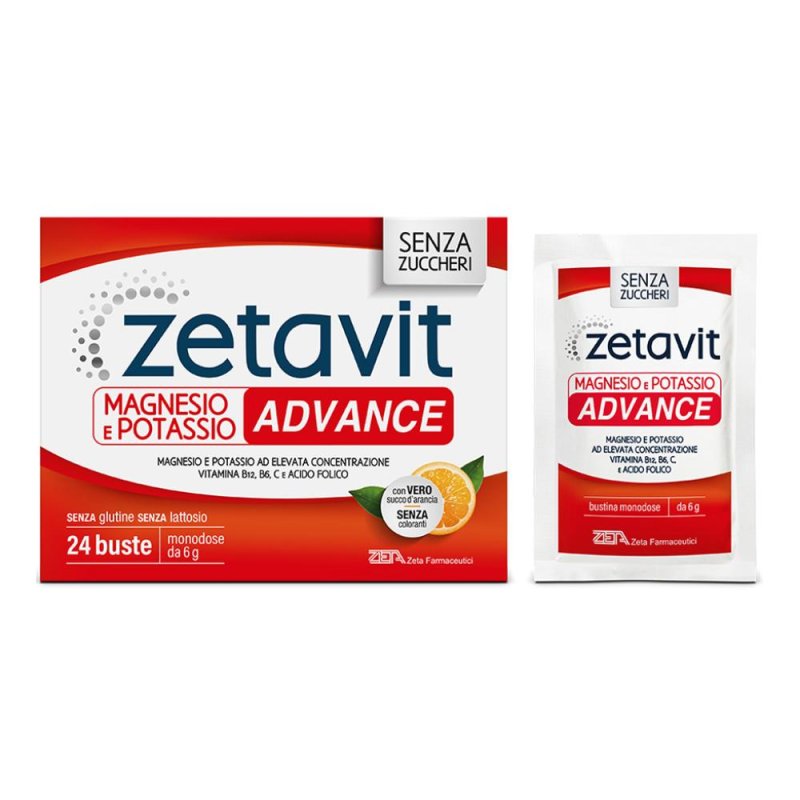 Zetavit Magnesio e Potassio Advanced Integratore Alimentare 24 Bustine da 6 g per Stanchezza Muscolare e Crampi Zetavit Magnesio e Potassio Advanced Integratore Alimentare 24 Bustine da 6 g per Stanchezza Muscolare e Crampi