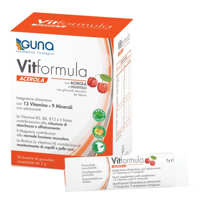 Vitformula Acerola Guna multivitaminico orosolubile 30 bustine