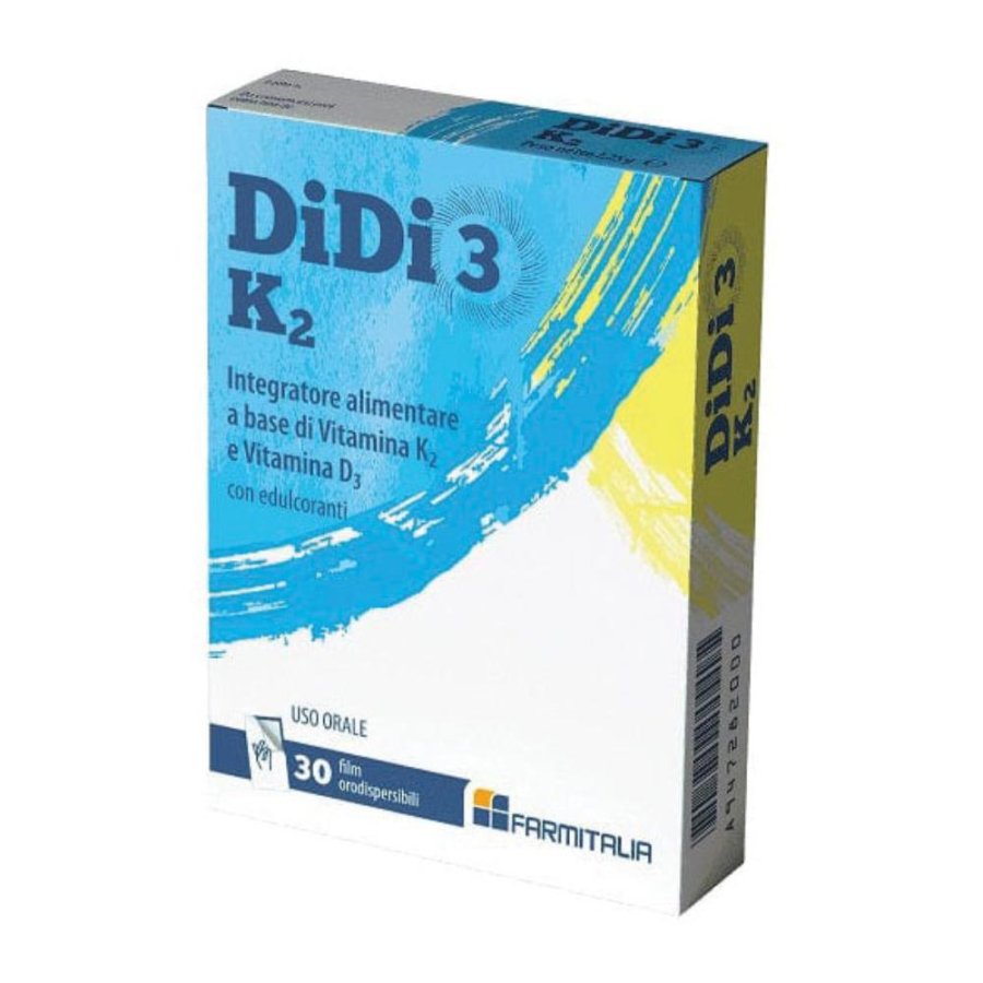 Didi3 K2 Integratore a base di Vitamina K3 e D3 30 Film Orodispersibili Didi3 K2 Integratore a base di Vitamina K3 e D3 30 Film Orodispersibili