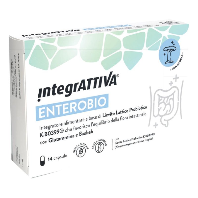 Integrattiva Enterobio Integratore Probiotico con Fermenti Lattici Vivi 14 Capsule per Equilibrio della Flora Intestinale Integrattiva Enterobio Integratore Probiotico con Fermenti Lattici Vivi 14 Capsule per Equilibrio della Flora Intestinale