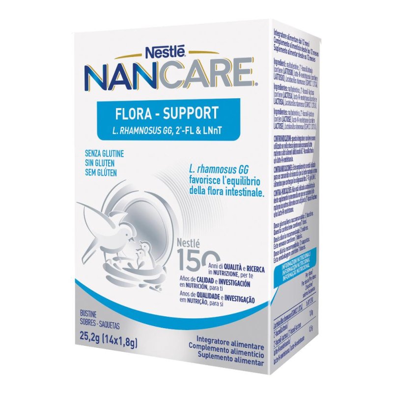 Nestl&eacute; NANCARE Flora Support integratore per la flora intestinale di neonati e bambini 14 bustine