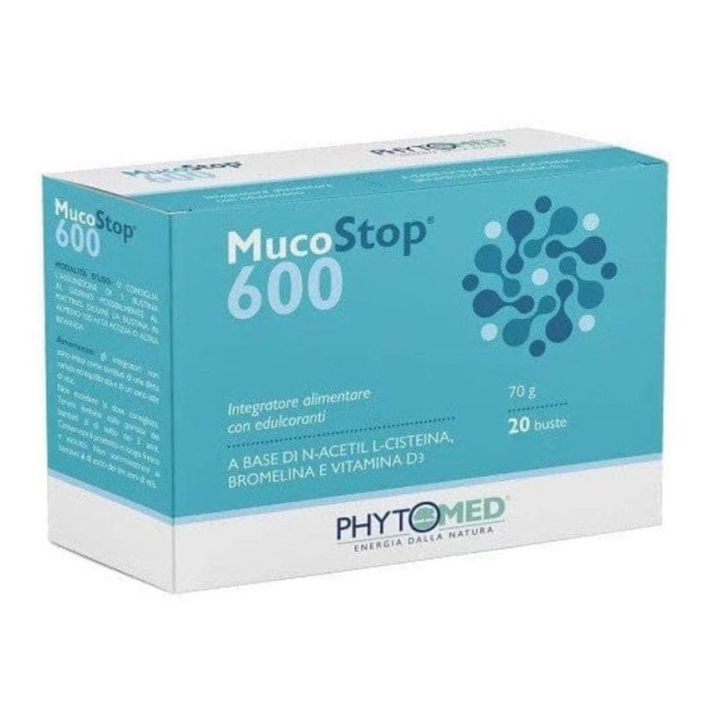 Mucostop 20 Bustine &ndash; Integratore Mucolitico per Fluidificare il Muco e Favorire la Respirazione