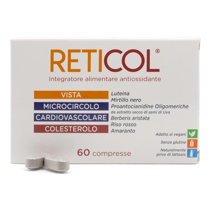 Reticol Integratore Alimentare per la Salute degli Occhi e della Retina 60 Compresse Reticol Integratore Alimentare per la Salute degli Occhi e della Retina 60 Compresse