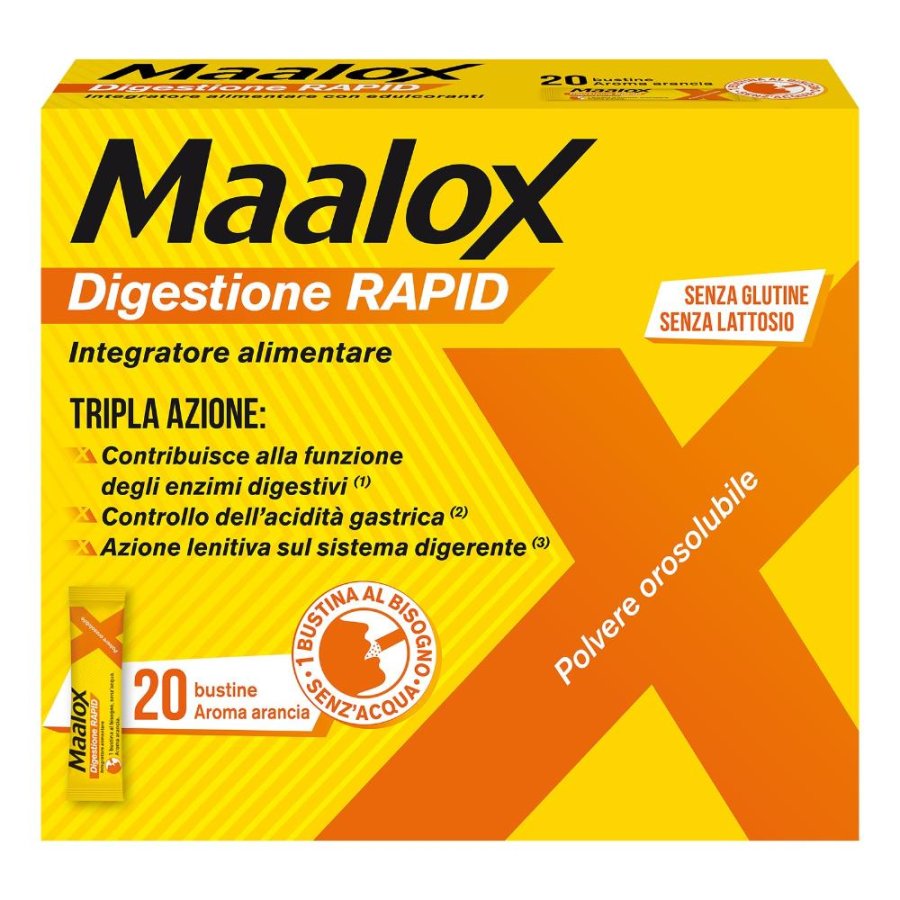Maalox Digestione RAPID Integratore per Digestione e Acidità 20 Bustine Maalox Digestione RAPID Integratore per Digestione e Acidità 20 Bustine