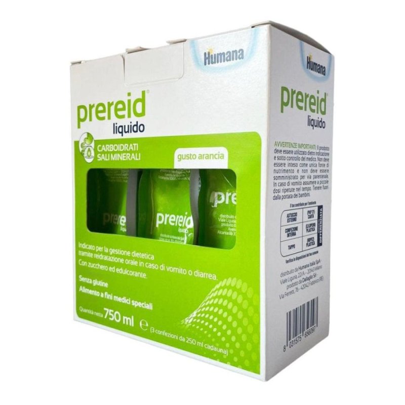 Humana Prereid liquido soluzione reidratante orale 3 flaconi da 250 ml