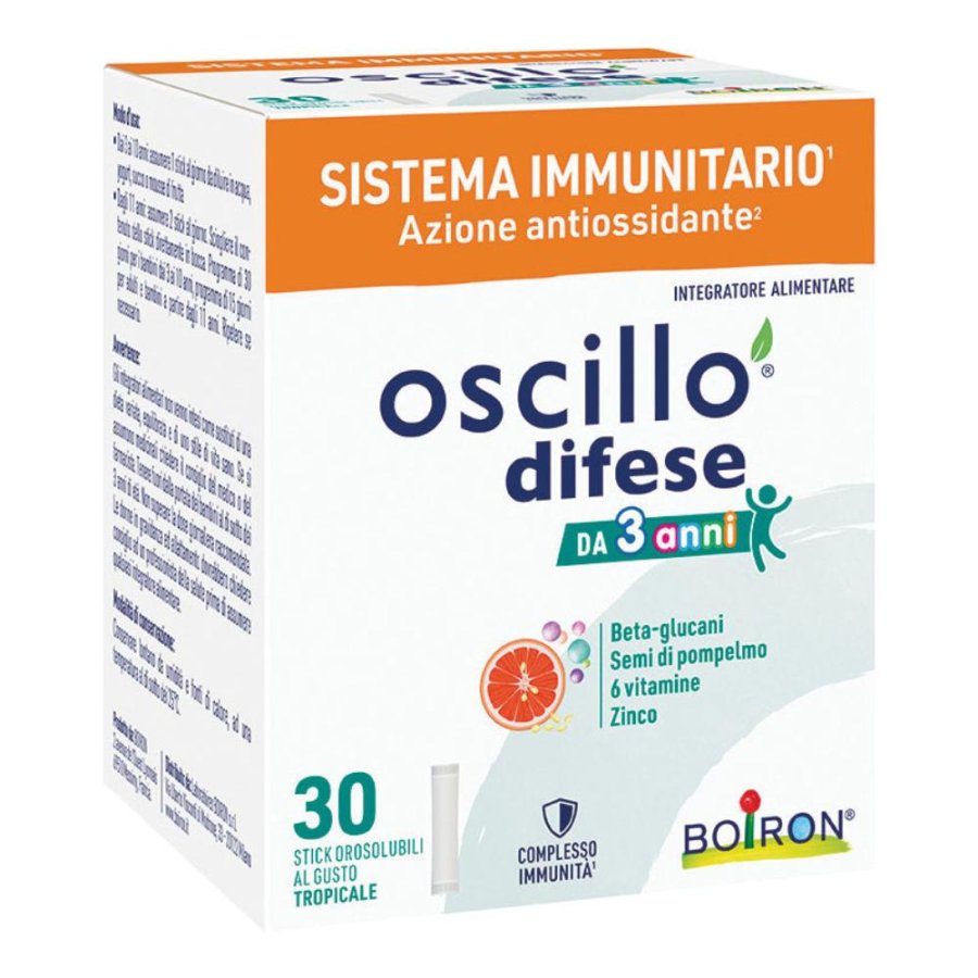 Boiron Oscillo Difese 3+ Integratore Sistema Immunitario per Bambini e Adulti 30 Stick Orosolubili Boiron Oscillo Difese 3+ Integratore Sistema Immunitario per Bambini e Adulti 30 Stick Orosolubili