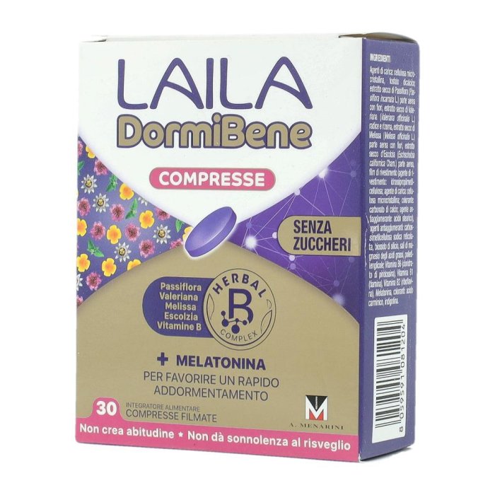  Laila dormibene integratore con melatonina, valeriana e passiflora 30 compresse