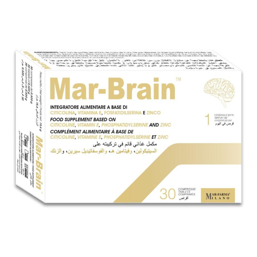 MAR Brain Integratore per Memoria e Concentrazione 30 Compresse – Supporto Funzioni Cognitive e Benessere Cerebrale MAR Brain Integratore per Memoria e Concentrazione 30 Compresse – Supporto Funzioni Cognitive e Benessere Cerebrale
