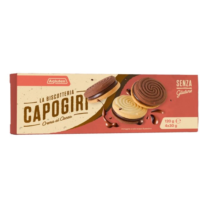 Agluten Capogiri crema cacao 120 g - merendine senza glutine ripiene al cacao Agluten Capogiri crema cacao 120 g - merendine senza glutine ripiene al cacao