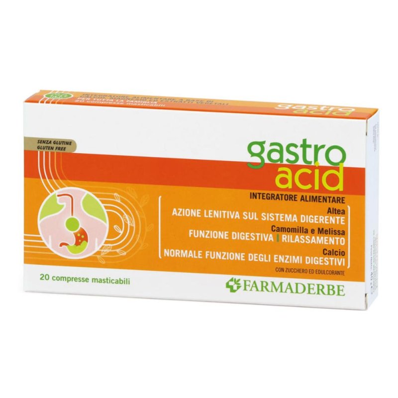 Gastro Acid Integratore per Acidit&agrave; e Bruciore di Stomaco, Reflusso Gastroesofageo &ndash; 20 Compresse Masticabili