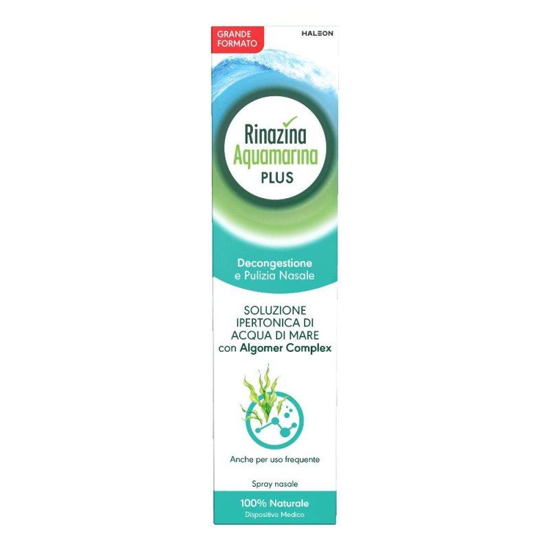 Rinazina Acquamarina Plus 125 ml &ndash; Soluzione ipertonica naturale per decongestione e pulizia nasale