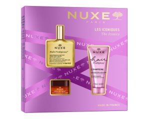 Nuxe Gli Iconici cofanetto con olio secco multi-funzioni 50ml + shampoo effetto lucentezza 50ml + balsamo labbra ultra-nutriente 15 grammi