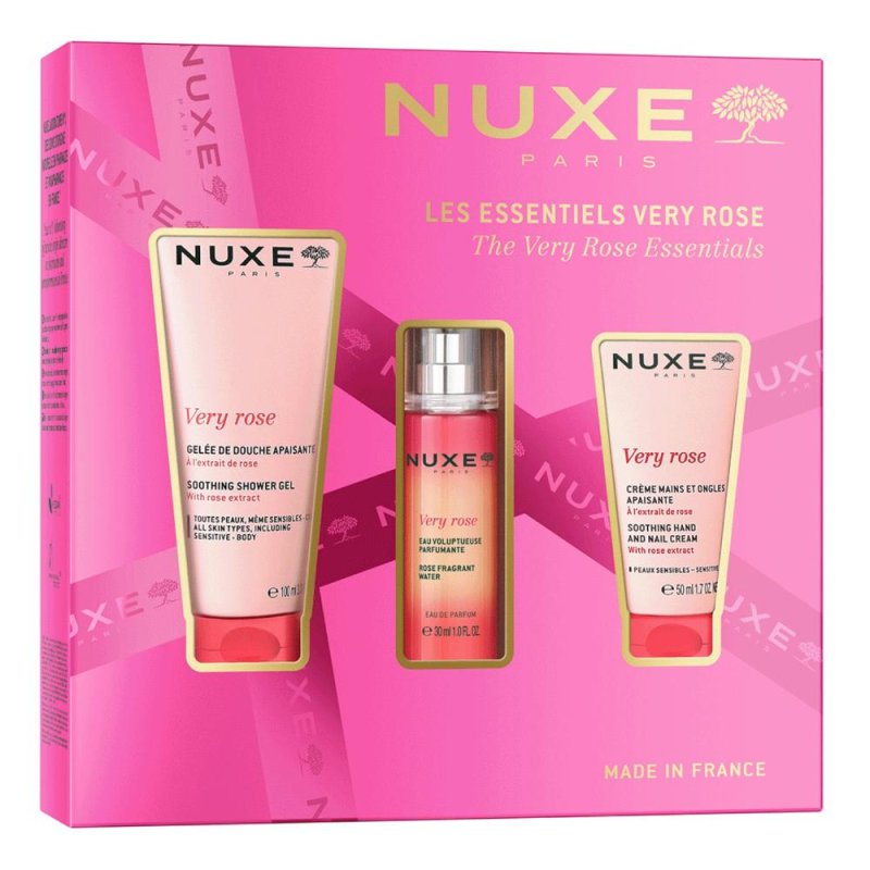 Nuxe Cofanetto Coffret Very Rose &ndash; Gel Doccia 100 ml + Acqua Profumata 30 ml + Crema Mani e Unghie 50 ml