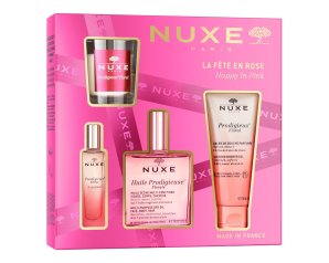 Nuxe La Fête en Rose Happy In Pink Florale cofanetto con olio secco 100ml + profumo 15ml + gel doccia 100ml + candela profumata 70 grammi