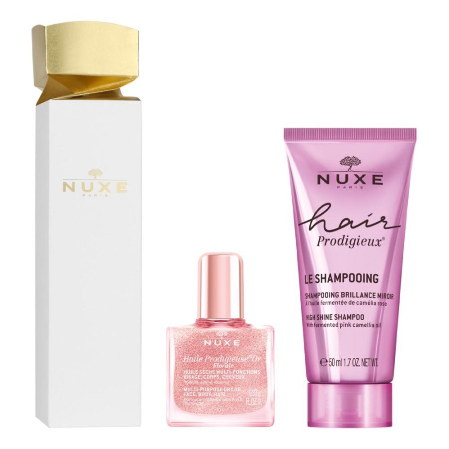 Nuxe Cracker Hair Prodigieux Huile Prodigieuse con shampoo effetto lucentezza 50ml + olio secco florale multi-funzione 10ml Nuxe Cracker Hair Prodigieux Huile Prodigieuse con shampoo effetto lucentezza 50ml + olio secco florale multi-funzione 10ml