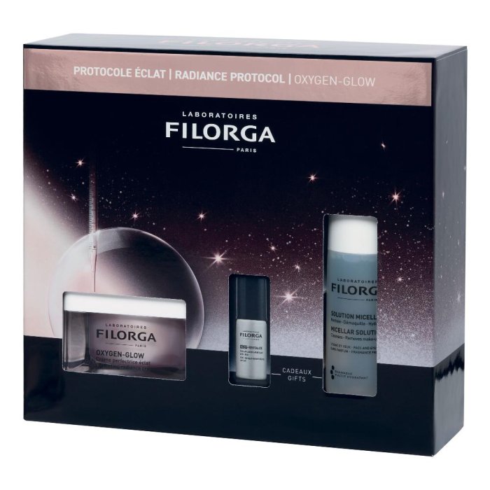 Filorga Cofanetto Protocollo Luminosit&agrave; Oxygen Glow Crema 50ml + NCEF-Revitalize Serum 5ml + Soluzione Micellare 50ml