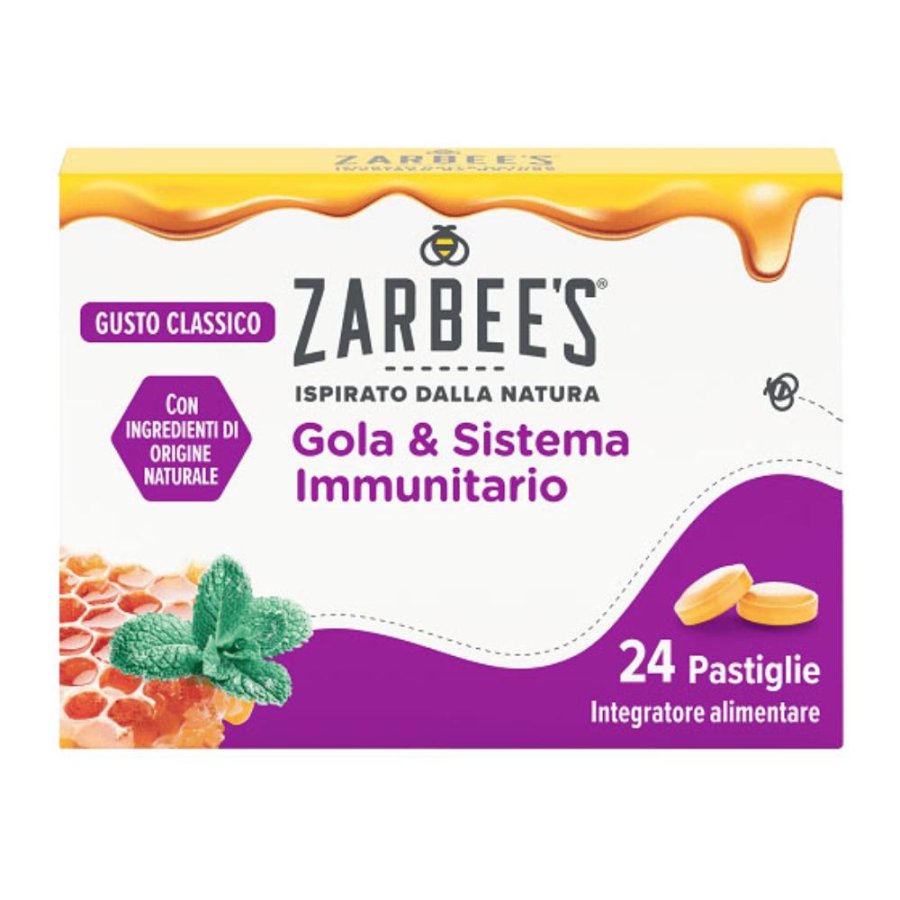 Zarbee's pastiglie miele e menta gola e sistema immunitario 24 pezzi Zarbee's pastiglie miele e menta gola e sistema immunitario 24 pezzi