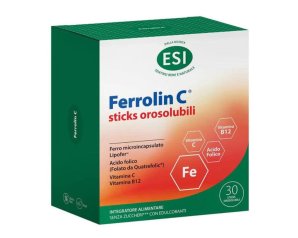 Esi Ferrolin C Integratore Alimentare di Ferro e Vitamina C 30 stick orosolumbili
